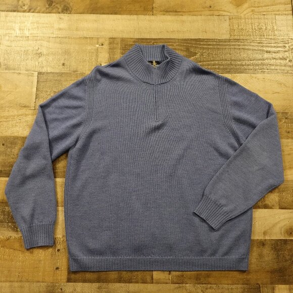 Faconnable Other - Faconnable wool quarter zip pullover sweater men's XXL blue